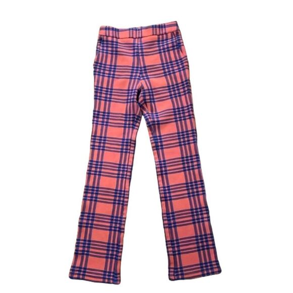 Cynthia Rowley Lincoln Orange Blue Knit Plaid Pants Womens Size 6 - Picture 2 of 14